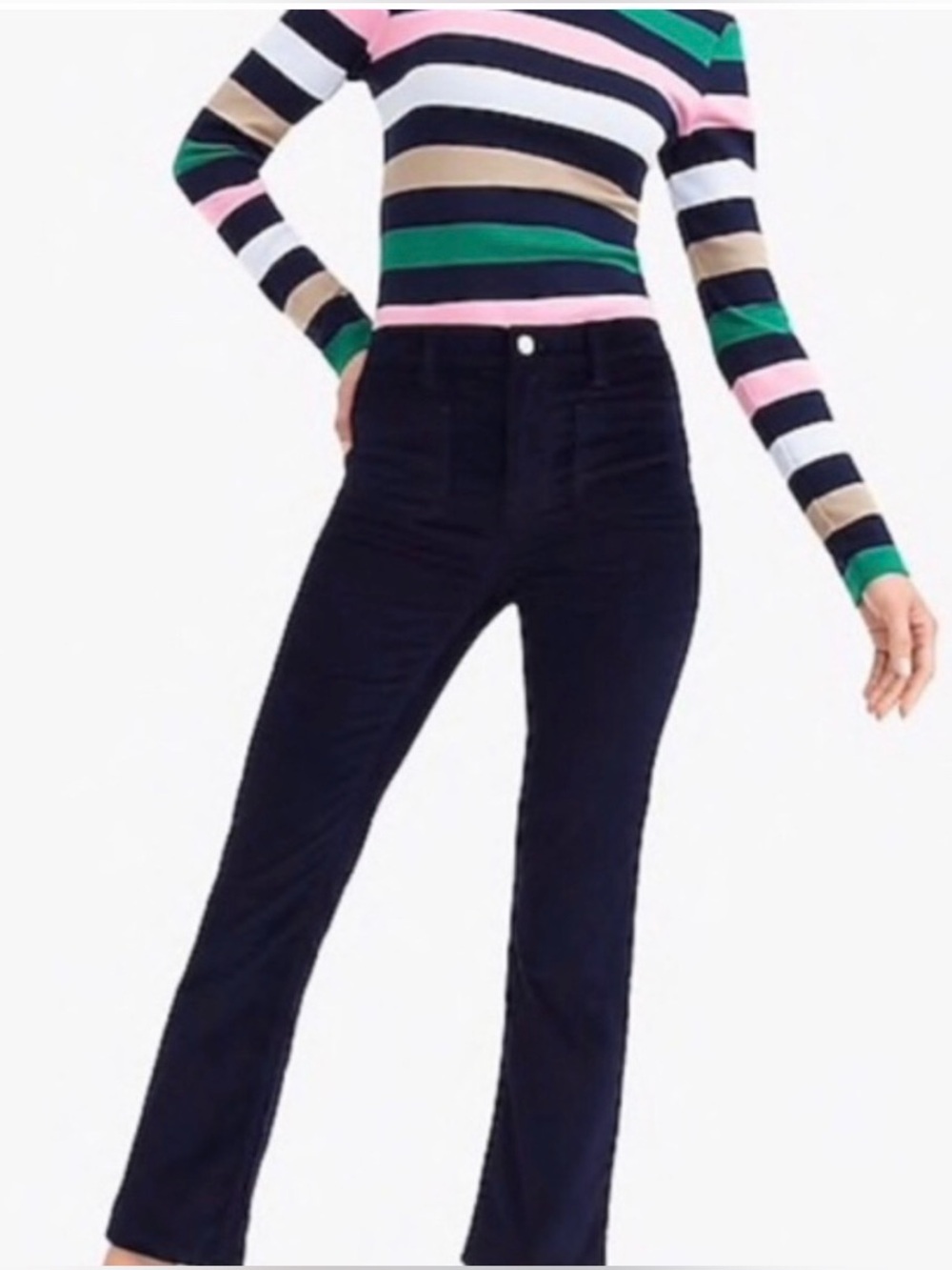 J. Crew Jeans Navy Velvet Straight Leg Crop Pants Size 29P NWOT Petite Luxury